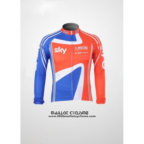 2012 Maillot Ciclismo Sky Champion Regno Unito Orange et Bleu Manches Longues et Cuissard